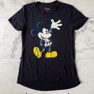 Disney Mickey Black Skeleton Short Sleeve Tee
